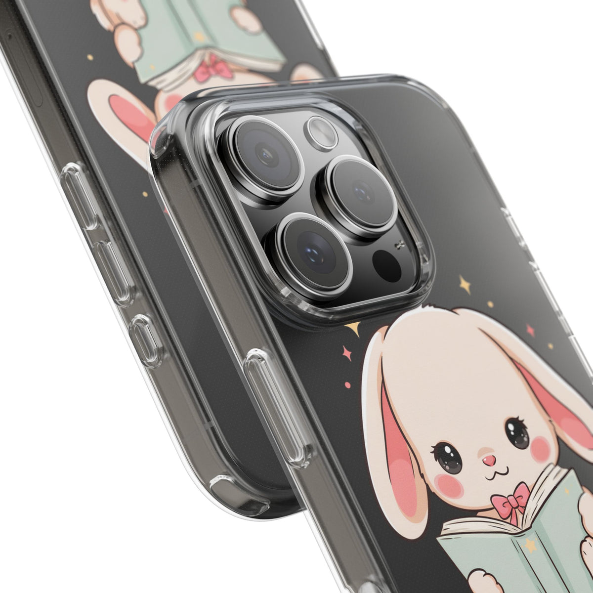 Kawaii Reading Bunny Clear Impact-Resistant Case