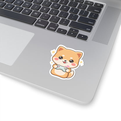 Kawaii Gamer Shiba Inu Kiss-Cut Sticker