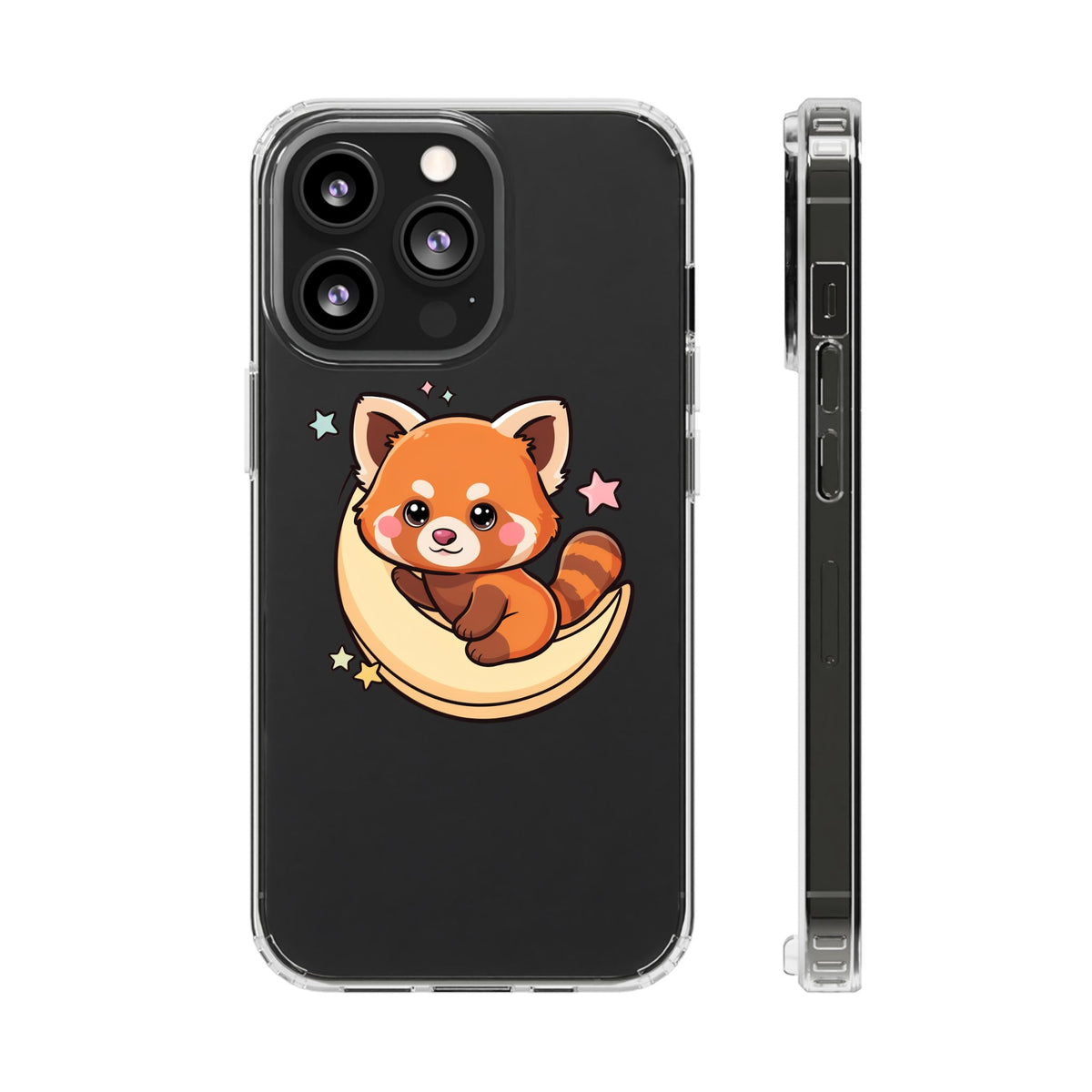 Red Panda Phone Case, Kawaii Moon Companion