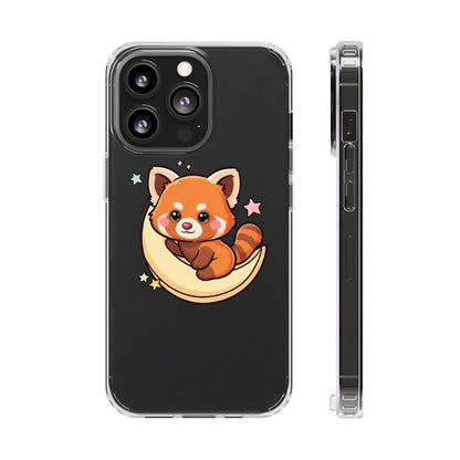 Red Panda Phone Case, Kawaii Moon Companion