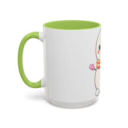 Kawaii Snowman Christmas Mug, Cute Holiday Accent Coffee Mug