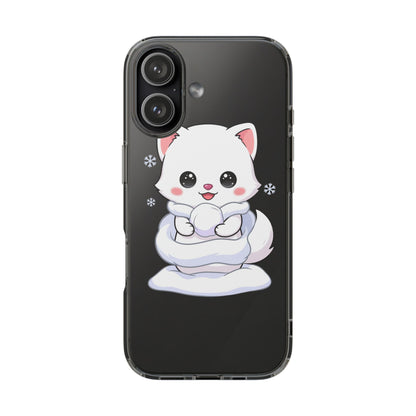 Kawaii Arctic Fox Phone Case, Cute Snow Day Gift