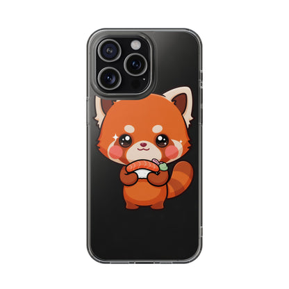 Red Panda Sushi Phone Case, Cute Kawaii Clear Case