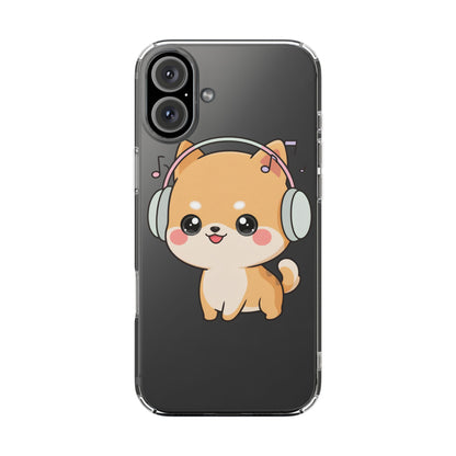 Kawaii Shiba Inu Phone Case – Music Lover Clear Case