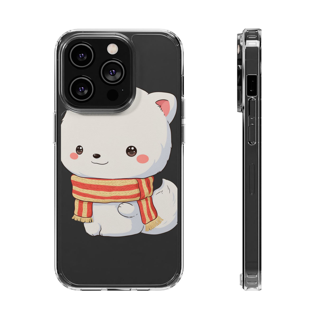 Kawaii Arctic Fox Phone Case, Cozy Christmas Scarf