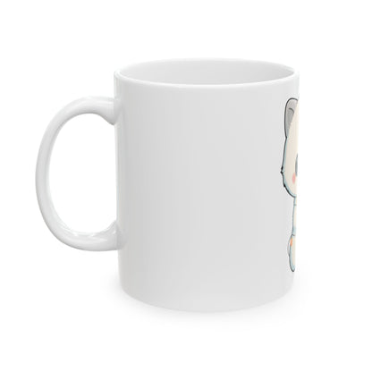 Arctic Fox Mug with Fairy Lights, Cute Kawaii Ceramic Cup