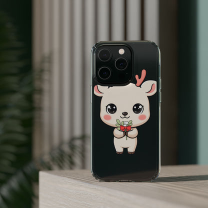 Kawaii Christmas Reindeer Clear Phone Case Gift