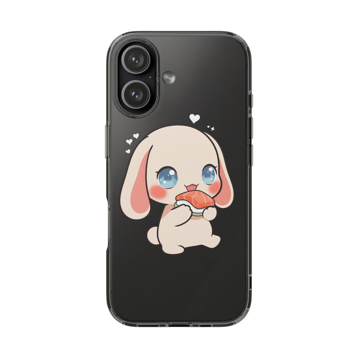 Kawaii Bunny Sushi Phone Case, Clear Impact-Resistant