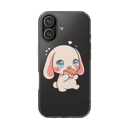 Kawaii Bunny Sushi Phone Case, Clear Impact-Resistant