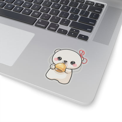 Kawaii Polar Bear Sticker, Cute Jingle Bell Cub