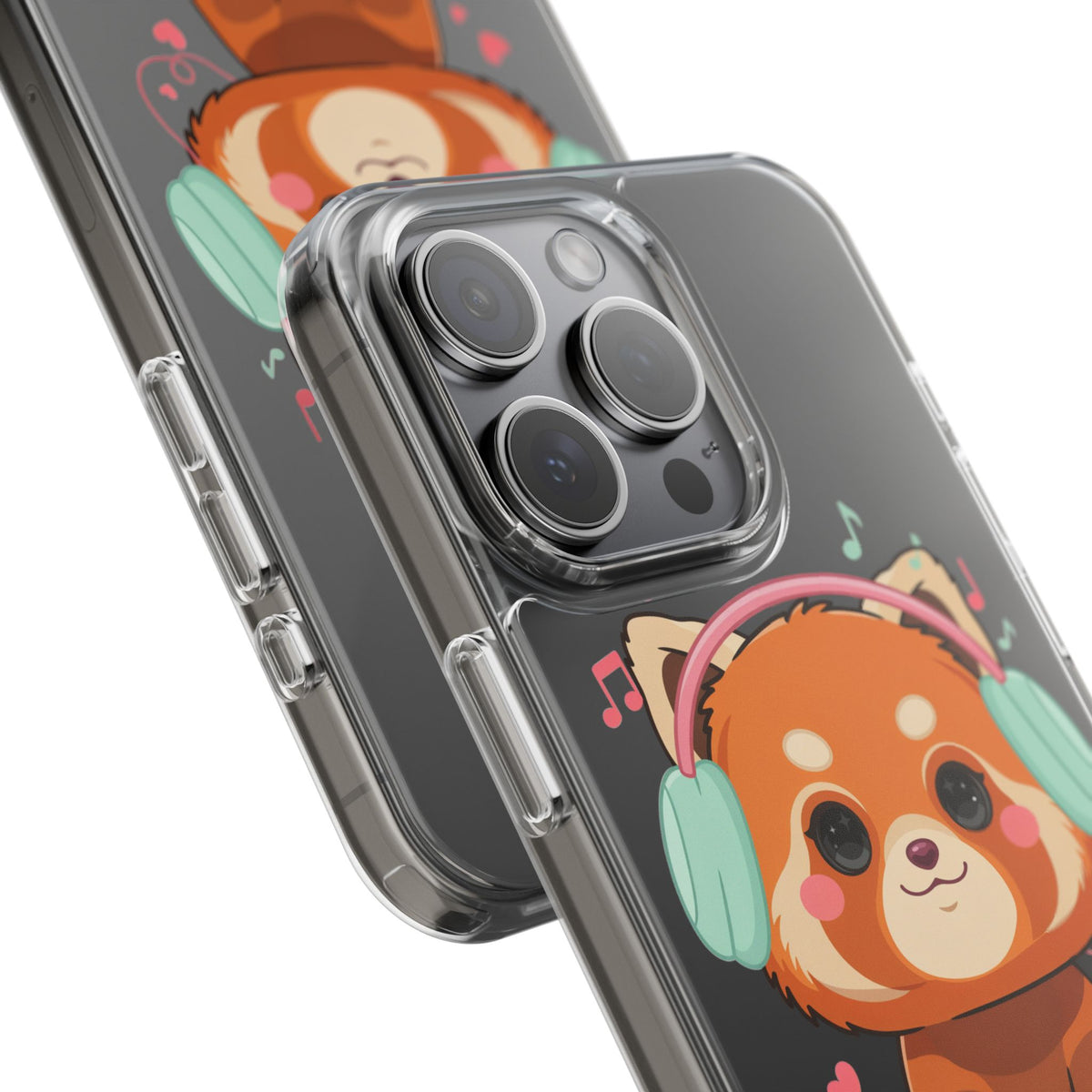 Red Panda Phone Case, Kawaii Music Lover Clear Case