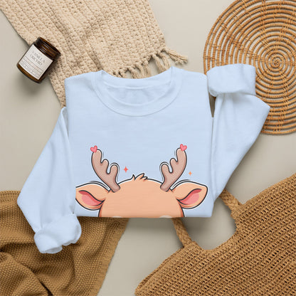 Kawaii Reindeer Christmas Sweatshirt, Cute Gift Crewneck