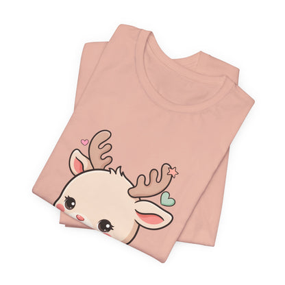 Kawaii Reindeer T-Shirt for Cozy Christmas Fans