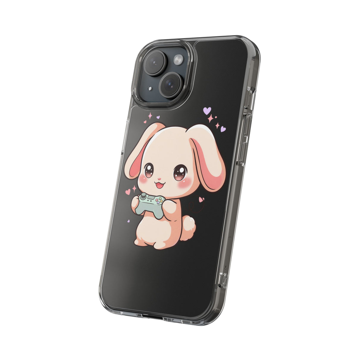 Kawaii Bunny Gamer Clear Impact-Resistant Phone Case