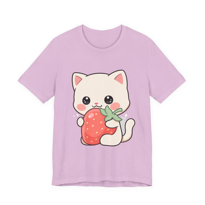 Kawaii Cat Strawberry T-Shirt, Cute Cat Lover Gift