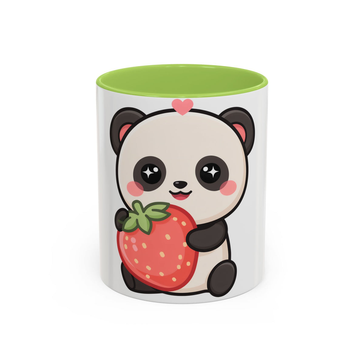 Kawaii Panda Accent Coffee Mug, Strawberry Lover Gift