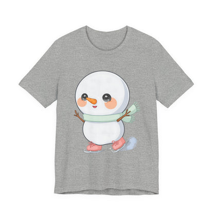 Cute Snowman T-Shirt, Kawaii Ice Skating Holiday Gift