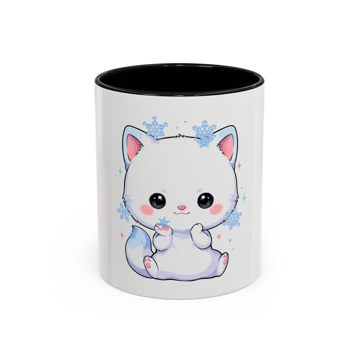 Kawaii Arctic Fox Accent Coffee Mug for Cozy Mornings