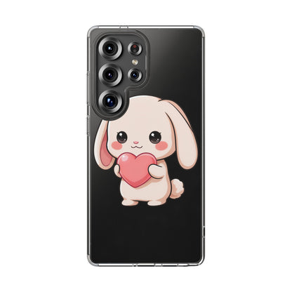 Kawaii Bunny Clear Phone Case with Heart