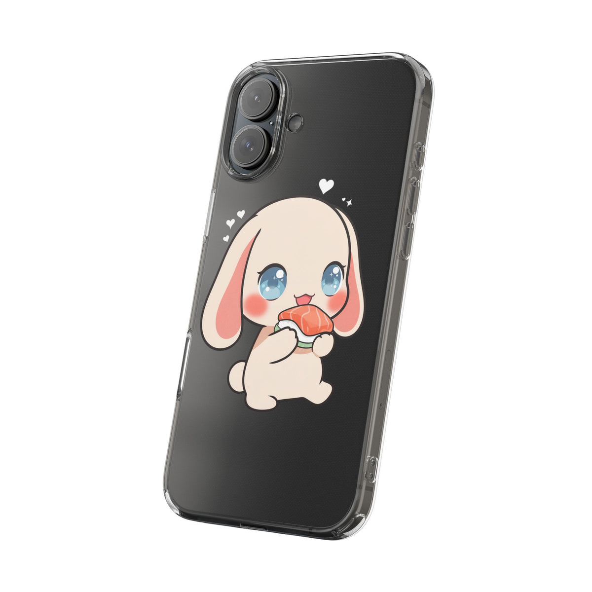 Kawaii Bunny Sushi Phone Case, Clear Impact-Resistant