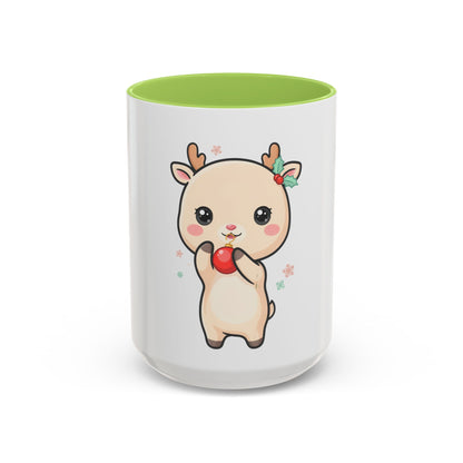 Kawaii Reindeer Christmas Accent Coffee Mug