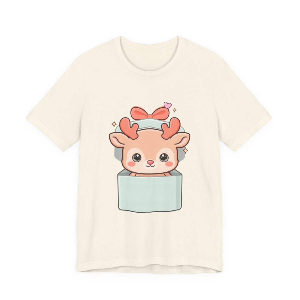 Kawaii Reindeer T-Shirt – Cute Gift Box Christmas Tee