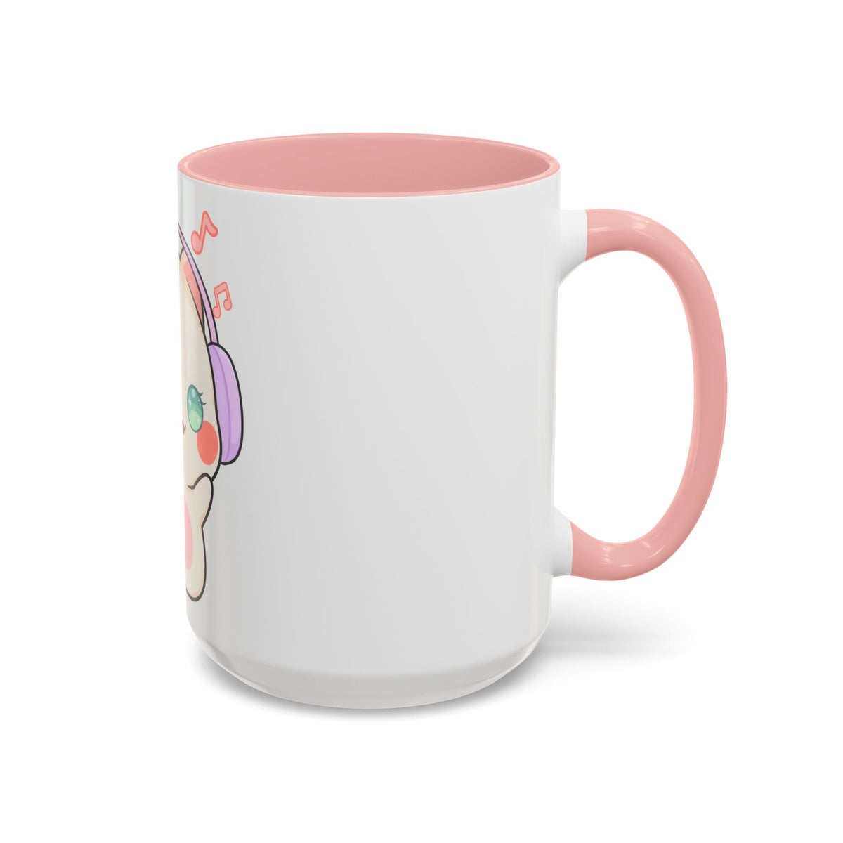 Kawaii Cat Coffee Mug, Music Lover Accent Ceramic Mug