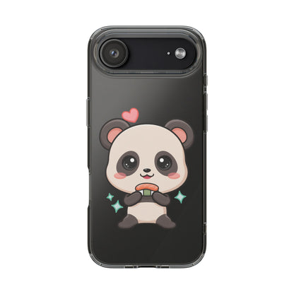 Kawaii Panda Sushi Phone Case, Clear Impact-Resistant Case
