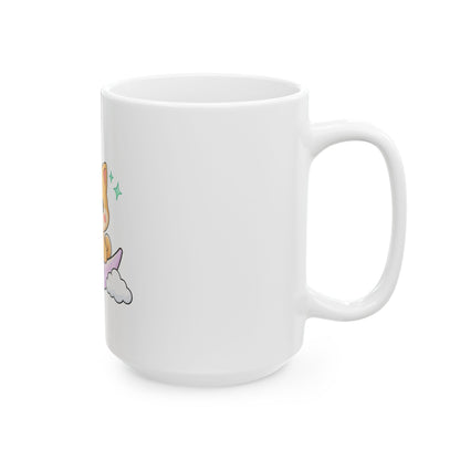 Kawaii Shiba Inu Mug, Cute Crescent Moon Dog Ceramic Cup