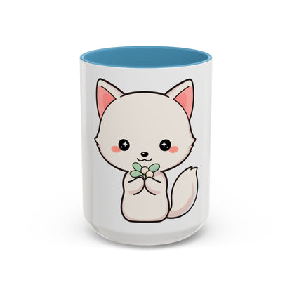 Kawaii Arctic Fox Christmas Accent Coffee Mug