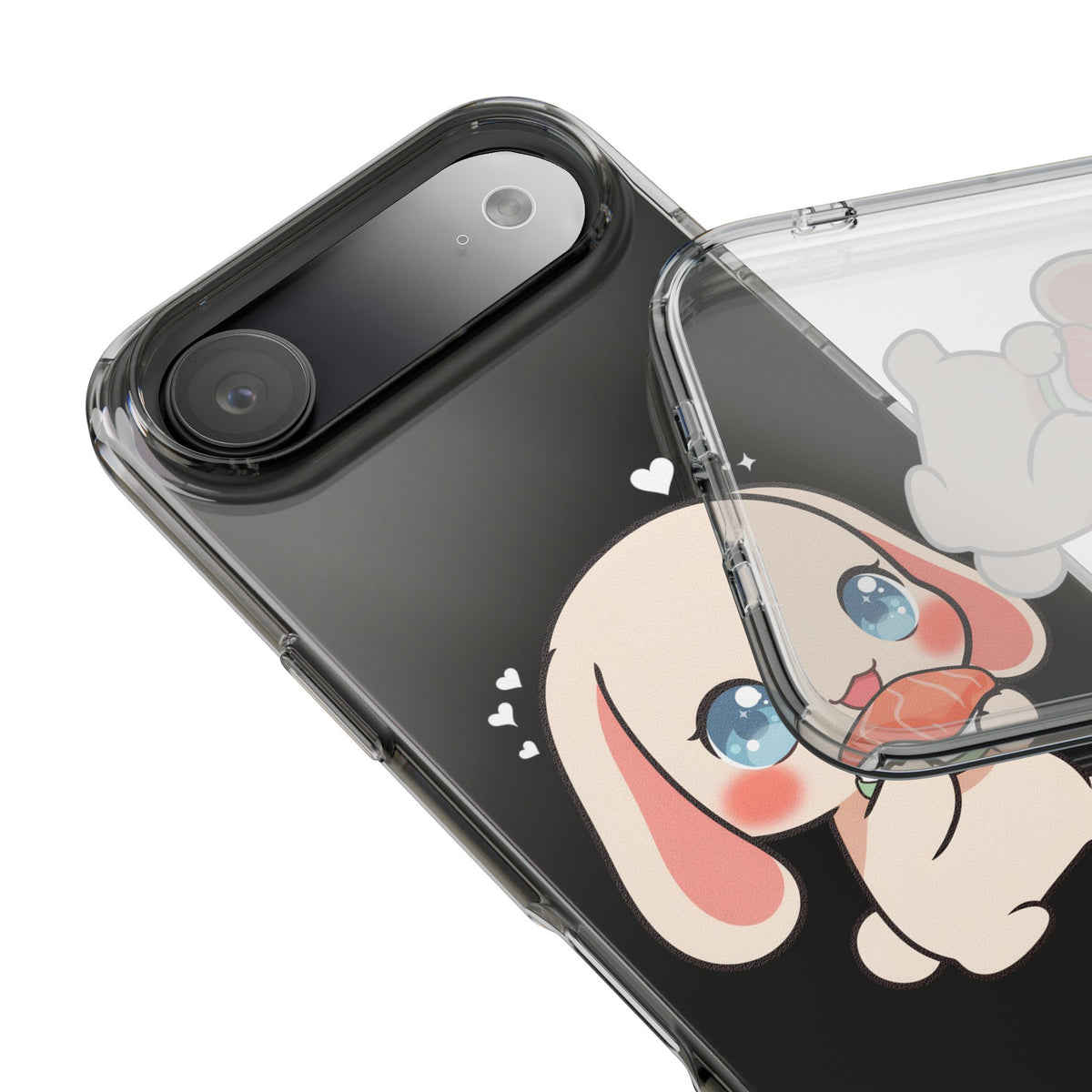 Kawaii Bunny Sushi Phone Case, Clear Impact-Resistant