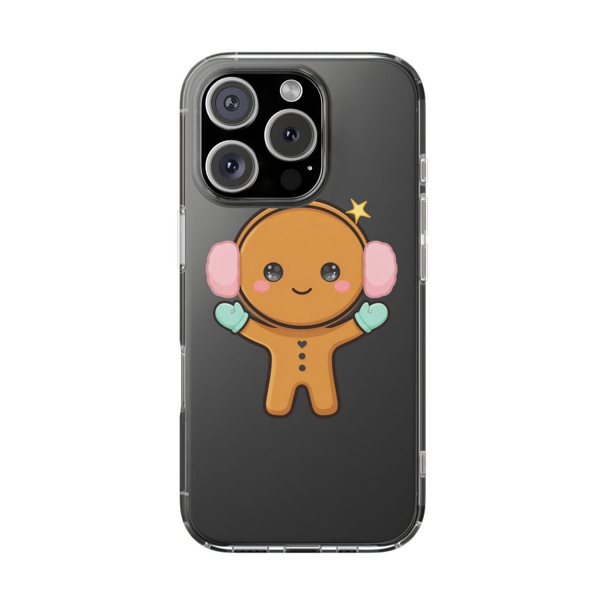 Kawaii Gingerbread Phone Case, Cute Winter Character