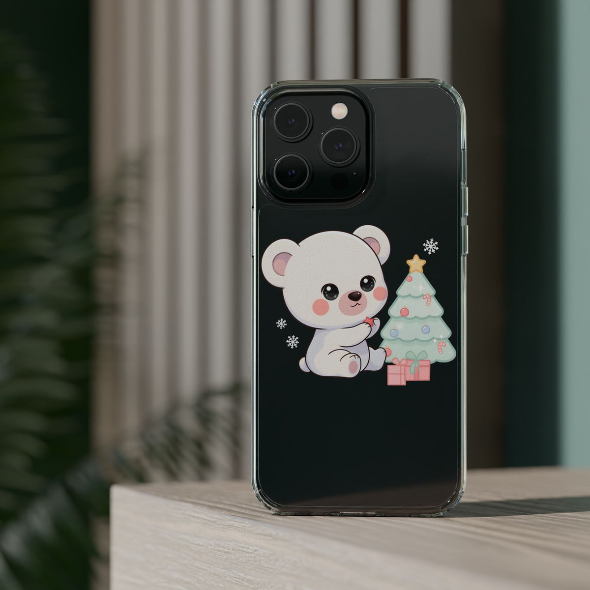 Christmas Polar Bear Phone Case, Kawaii Holiday Accessory