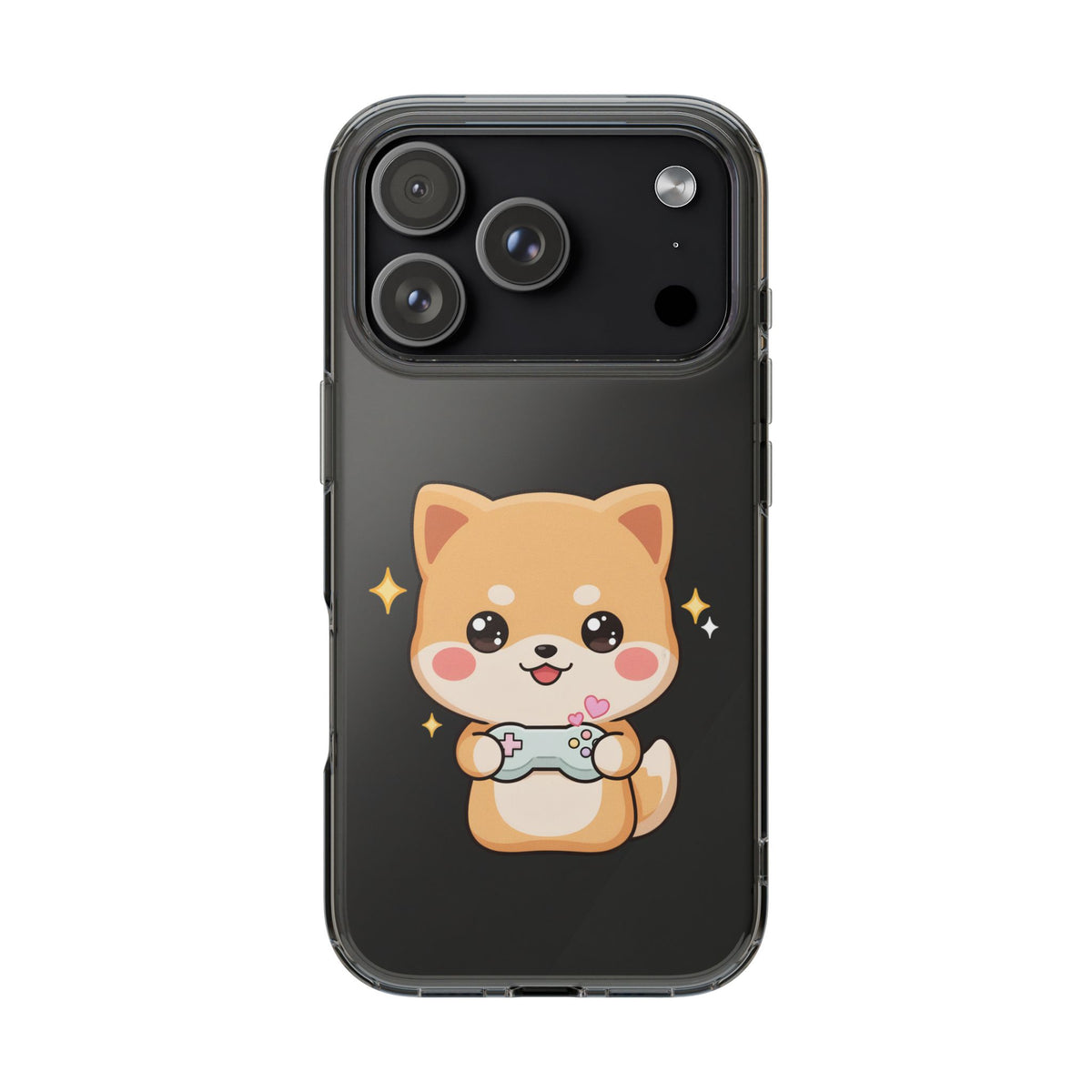 Kawaii Shiba Inu Gamer Phone Case, Clear Impact-Resistant