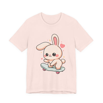 Kawaii Bunny Skateboard T-Shirt for Cute Style Fans
