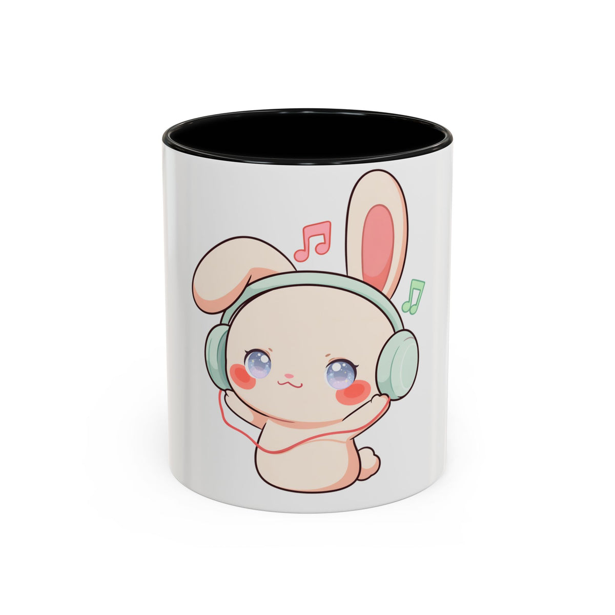 Kawaii Bunny Music Mug, Cute Accent Coffee Mug