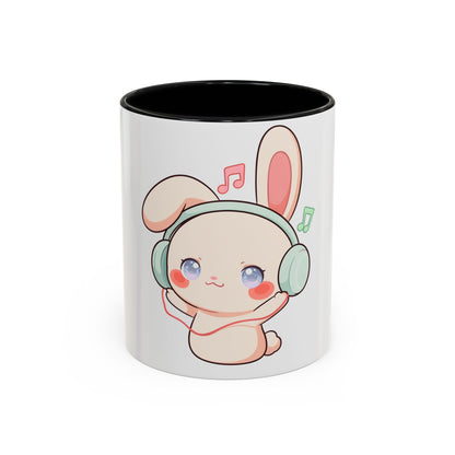 Kawaii Bunny Music Mug, Cute Accent Coffee Mug