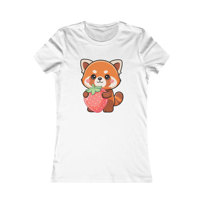 Kawaii Red Panda T-Shirt, Strawberry Hug Cute Animal Tee