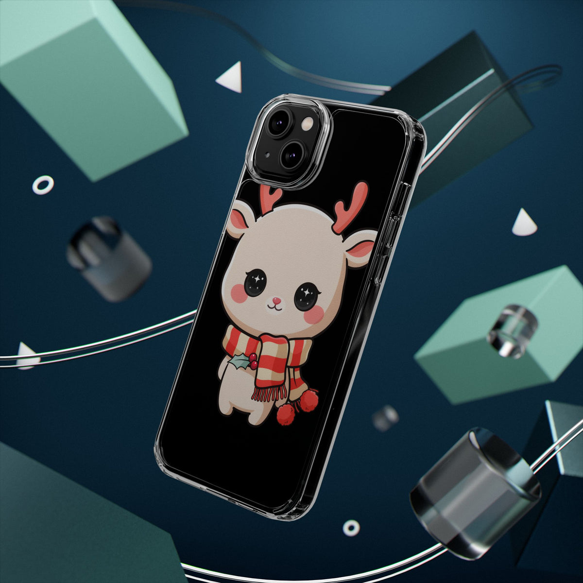 Christmas Reindeer Phone Case, Cute Kawaii Holiday Gift