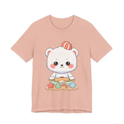 Christmas Cookie Baking Polar Bear Tee, Kawaii Holiday Shirt