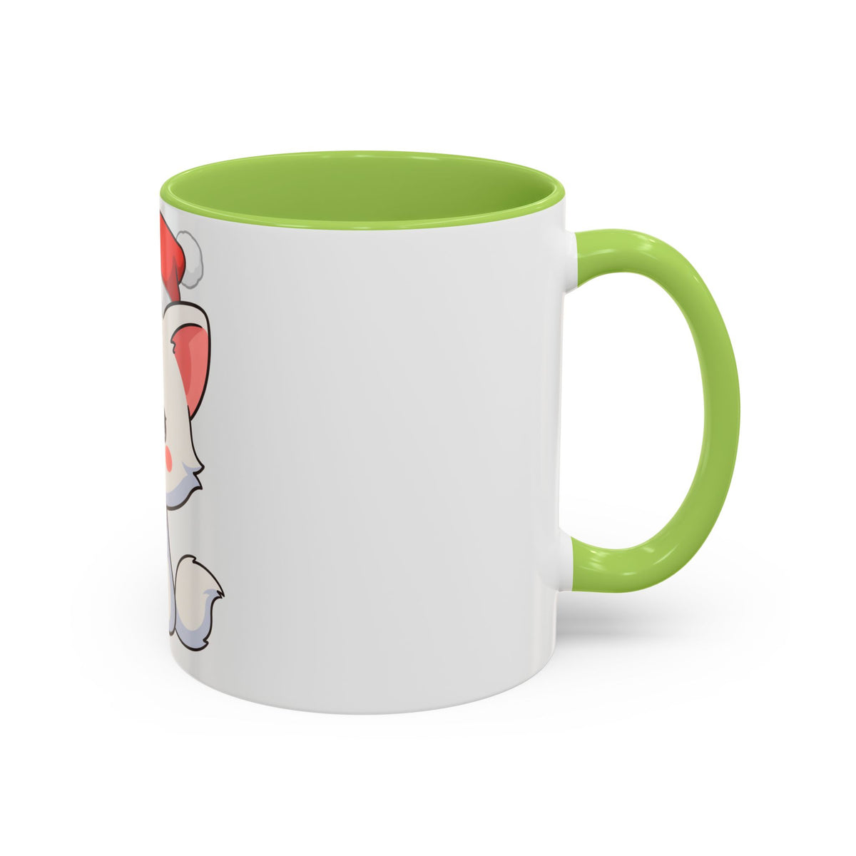 Kawaii Arctic Fox Christmas Mug, Cute Santa Fox Accent Coffee Mug