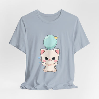 Kawaii Cat Balloon T-Shirt, Cute Chibi Kitty Tee