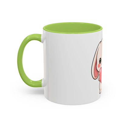 Kawaii Bunny Accent Coffee Mug with Heart, 11oz or 15oz