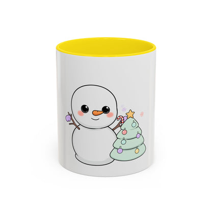 Kawaii Snowman Christmas Mug, Accent Coffee Mug