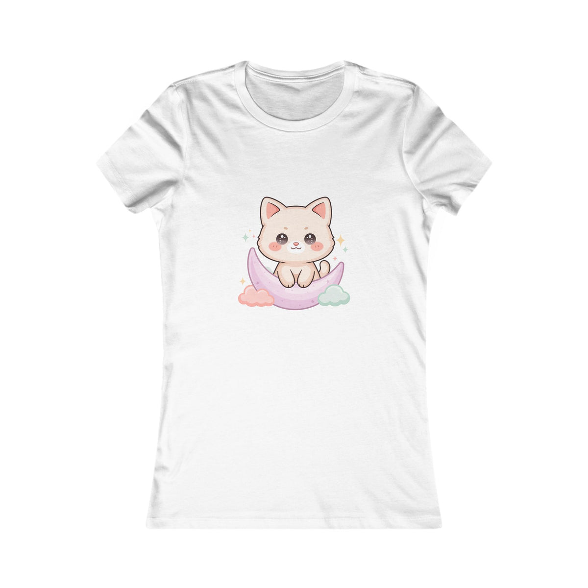 Kawaii Cat Moon T-Shirt for Dreamy Everyday Outings
