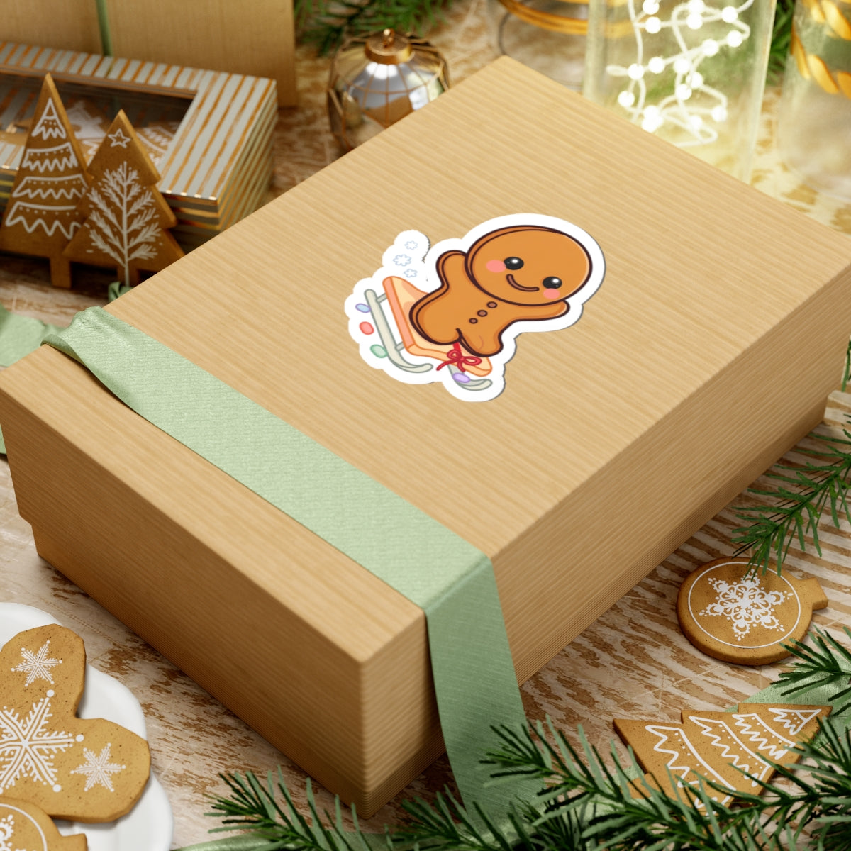 Gingerbread Man Kiss-Cut Sticker for Holiday Gifting