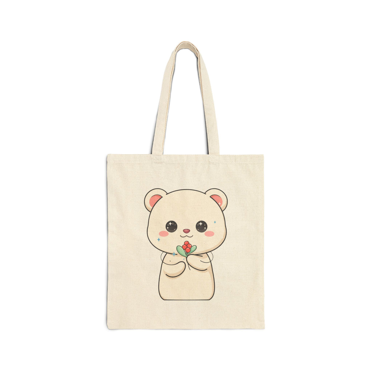 Kawaii Polar Bear Tote Bag – Cute Christmas Canvas Bag
