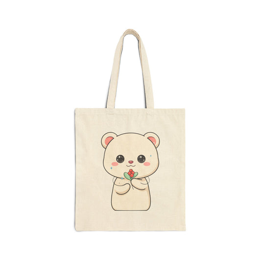 Kawaii Polar Bear Tote Bag – Cute Christmas Canvas Bag