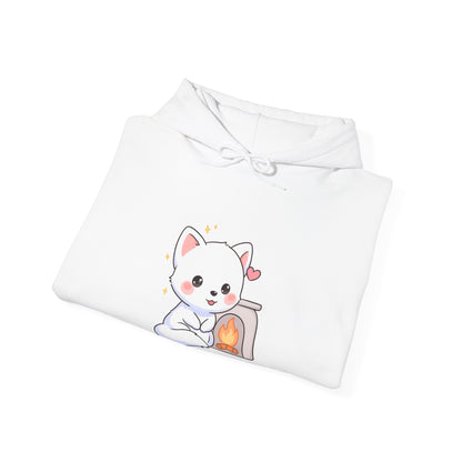 Kawaii Arctic Fox Hoodie for Cozy Fireplace Evenings