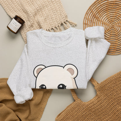 Cute Polar Bear Sweatshirt, Kawaii Ice Skating Cub